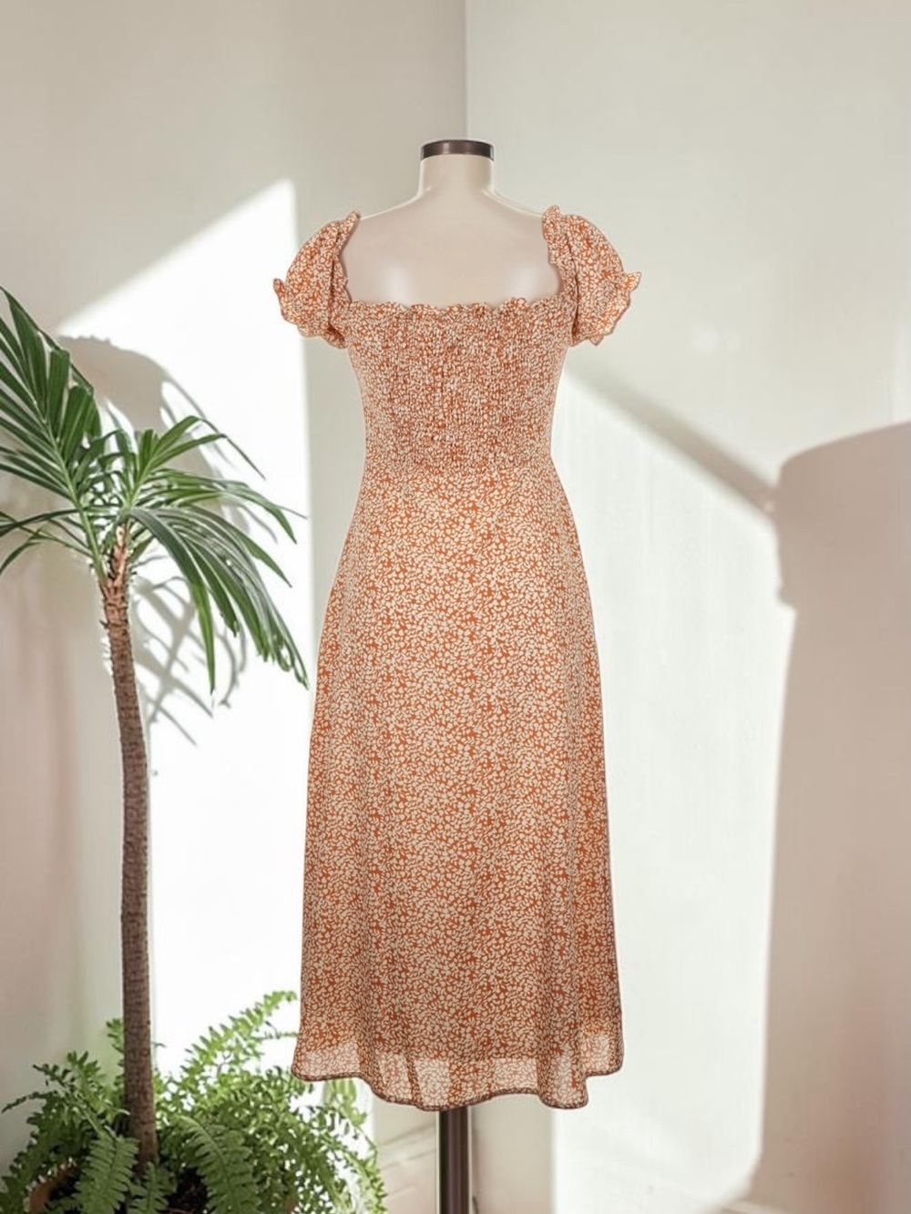 Princess Polly Peach Floral Midi Dress - Picture 3 of 8